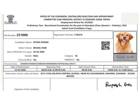 Admit Card Dog Photo